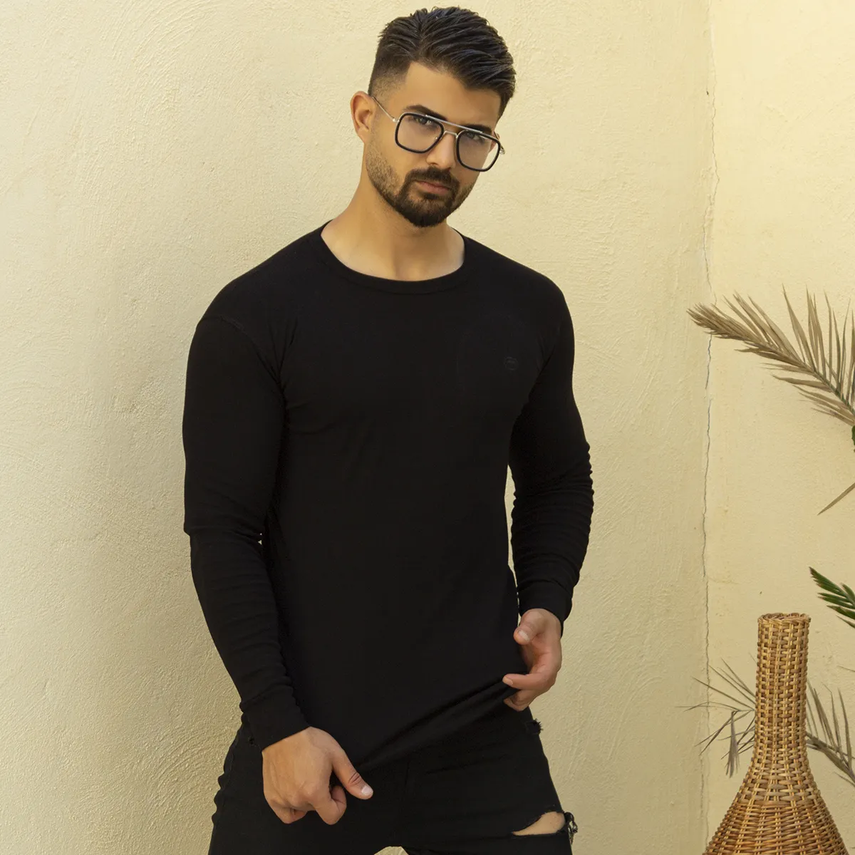 تیشرت مردانه آستین بلند مشکی مدل Tom Tailor