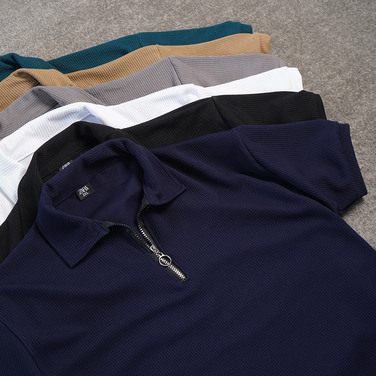 تیشرت مردانه یقه زیپ دار سبز مدل Arban