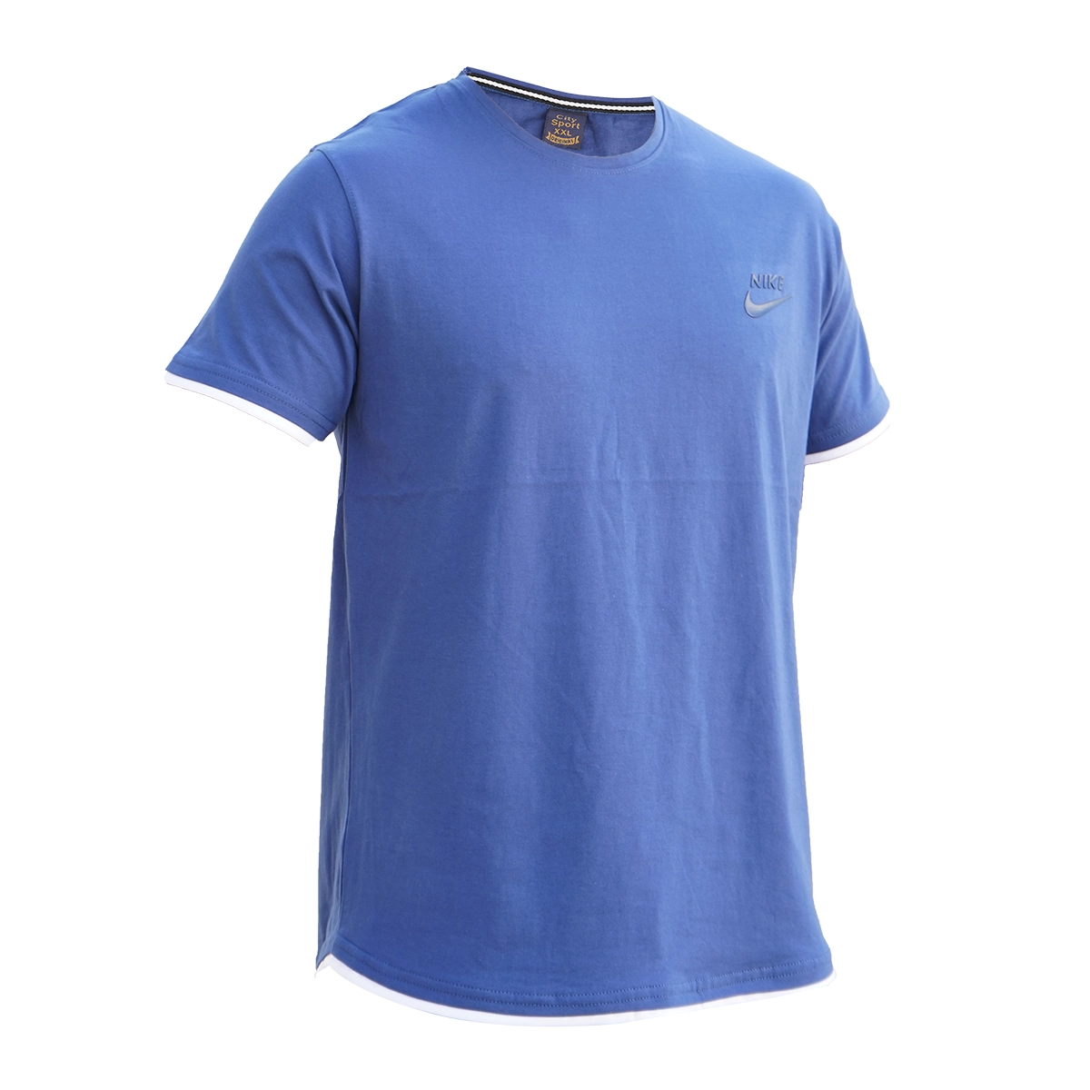 تیشرت یقه گرد آبی مردانه مدل kamyar