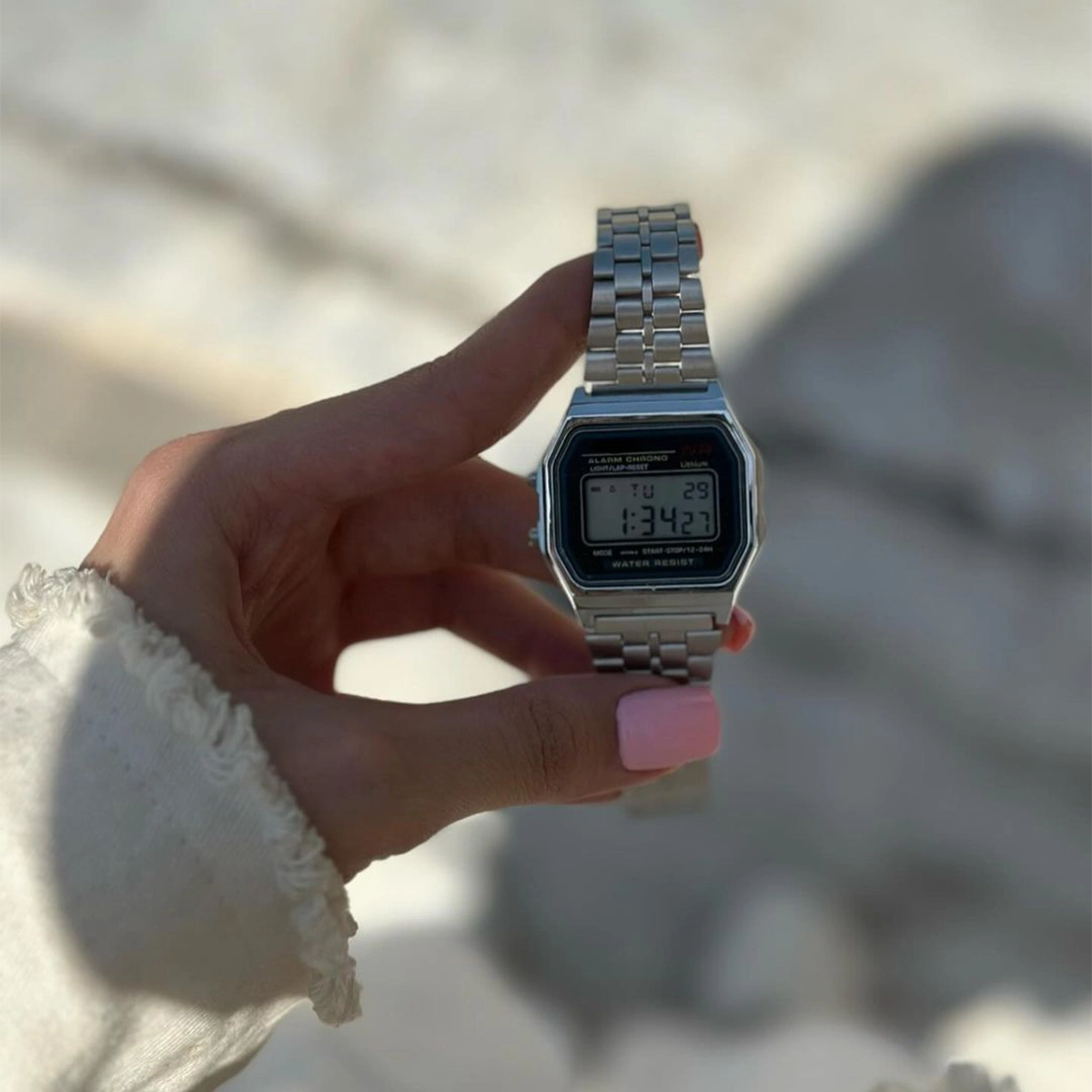 ساعت نقره ای نوستالژی Casio ( زنانه)