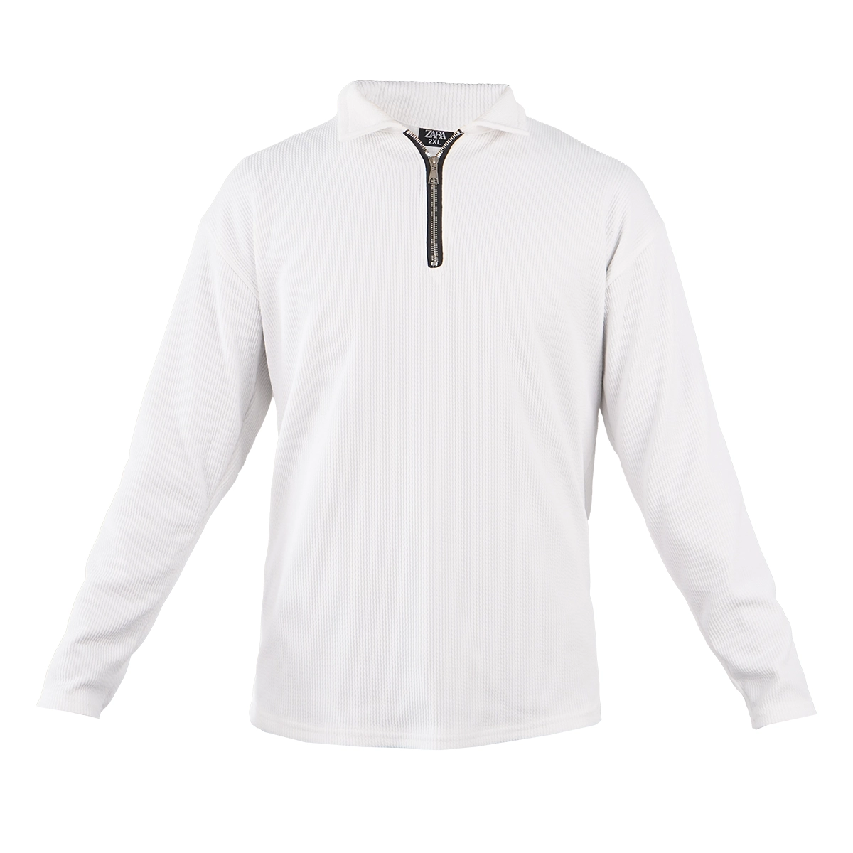 بلوز مردانه نیم زیپ آستین بلند سفید مدل FARBOD