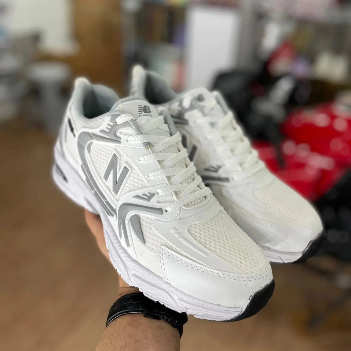 کفش ورزشی مردانه نیوبالانس سفید طوسی مدل TAKO