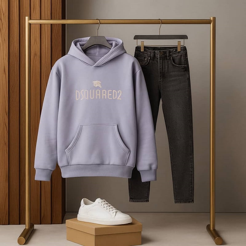 هودی مردانه طوسی DSQUARED2 مدلBehrad