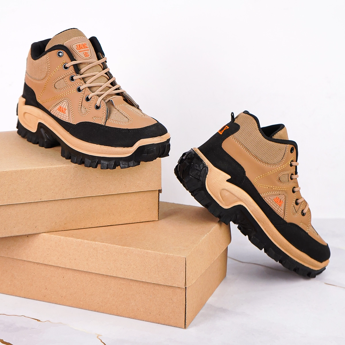 کفش ساقدار مردانه کرم مدل JAX