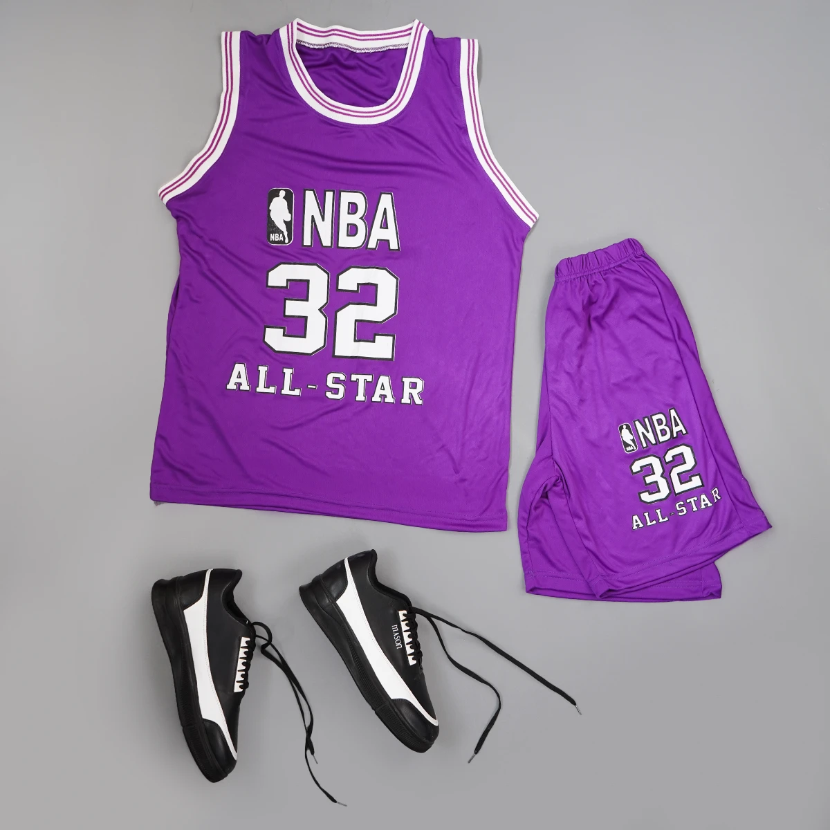 ست رکابی شلوارک بنفش مردانه مدلJordan 23