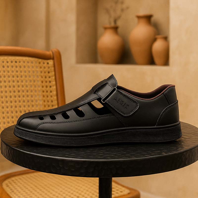 صندل مردانه مشکی زیره مشکی مدل Arman