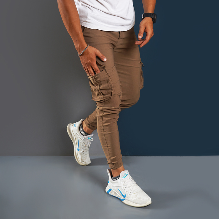 شلوار اسلش خاکی مردانه مدل KOMBO