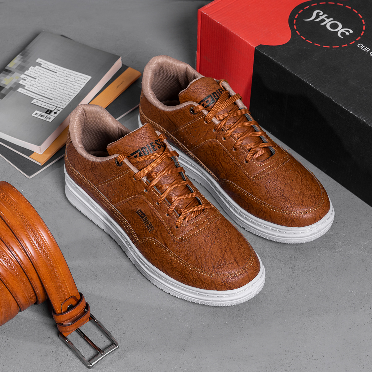 کفش اسپرت Disel مردانه خردلی مدل Geranada-