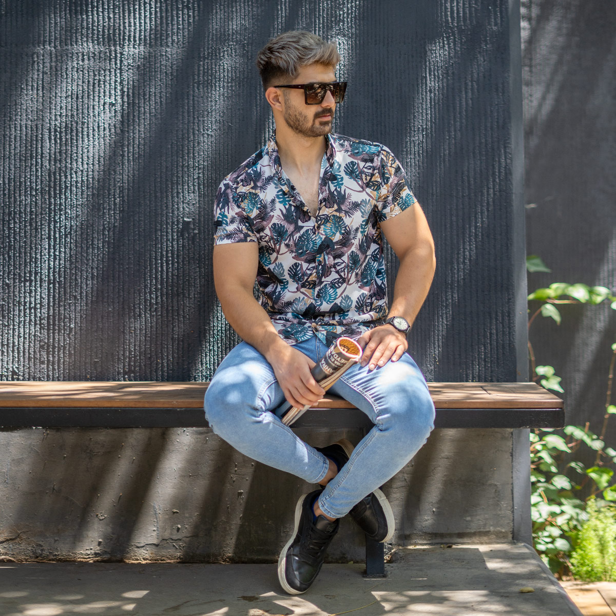 پیراهن هاوایی مردانه مدل Tetra