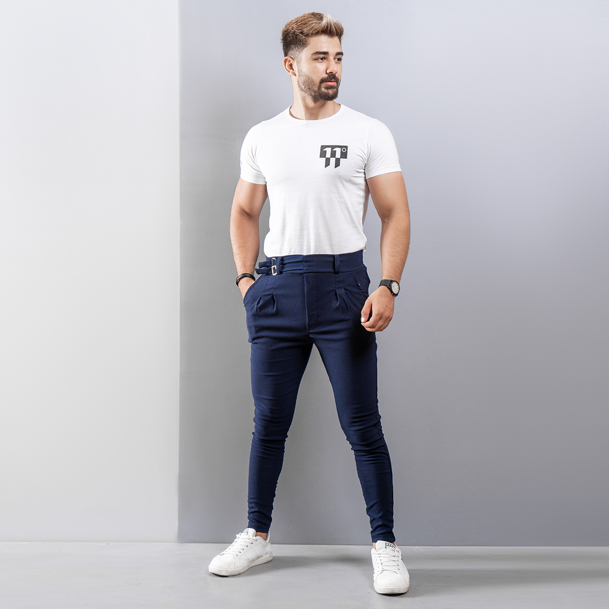 شلوار اسلش دو سکگ سرمه ای مردانه مدل Migel