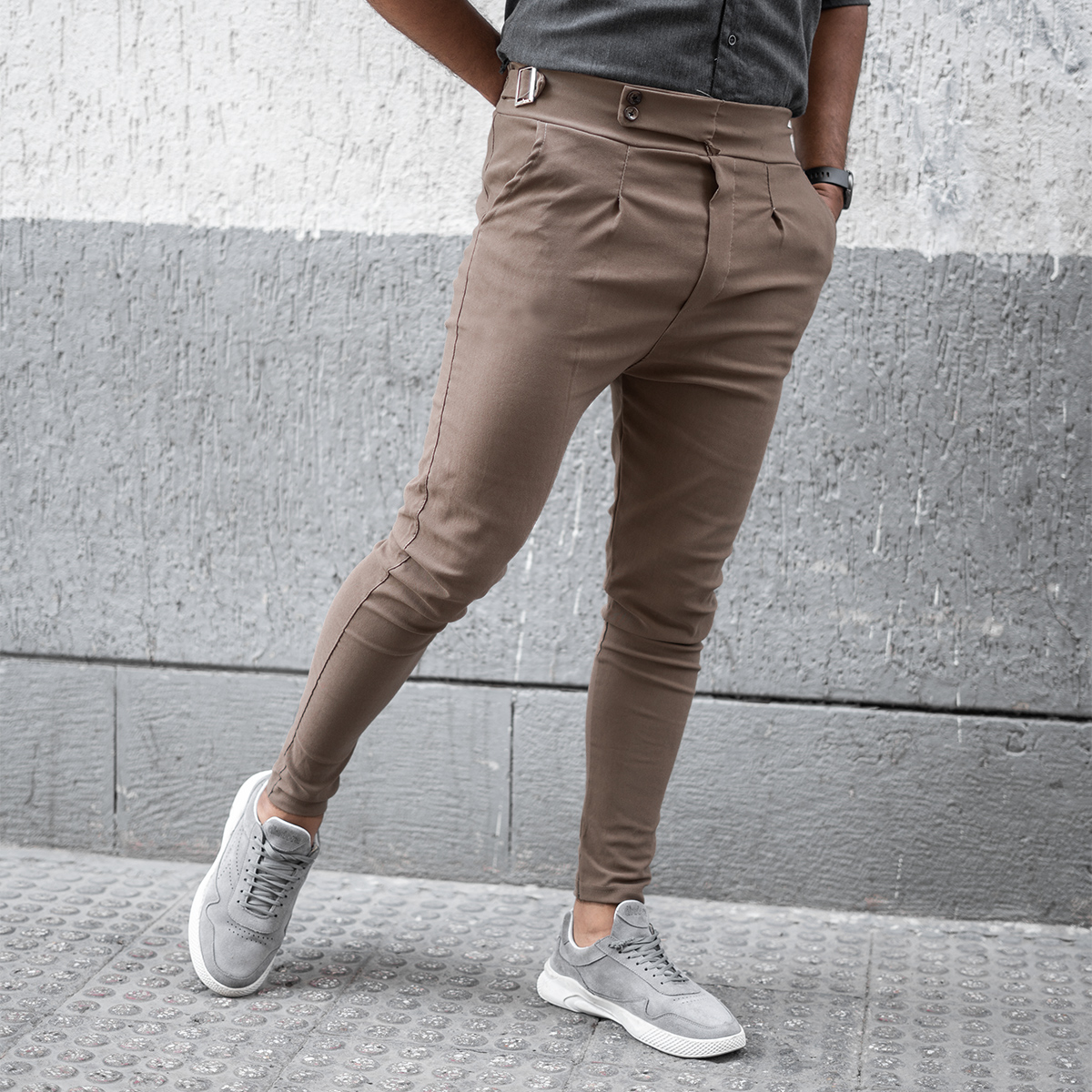 شلوار اسلش قهوه ای مردانه مدل Keavan