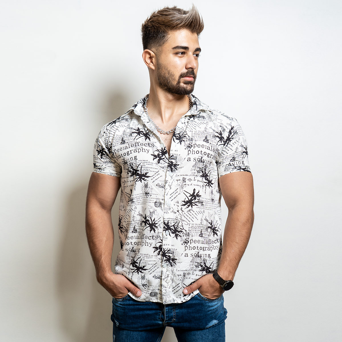 پیراهن هاوایی مردانه مدل Itaka