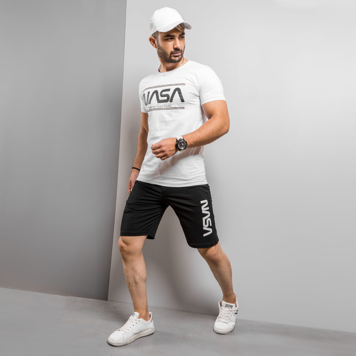 ست تیشرت شلوارک Nasa مردانه مدل Saron