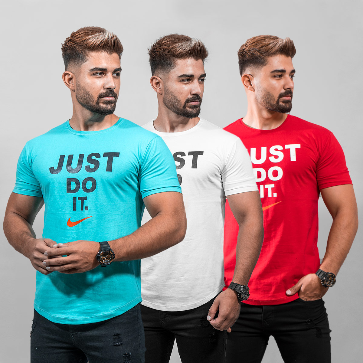 تیشرت Just Do It مردانه خردلی مدل Ditro
