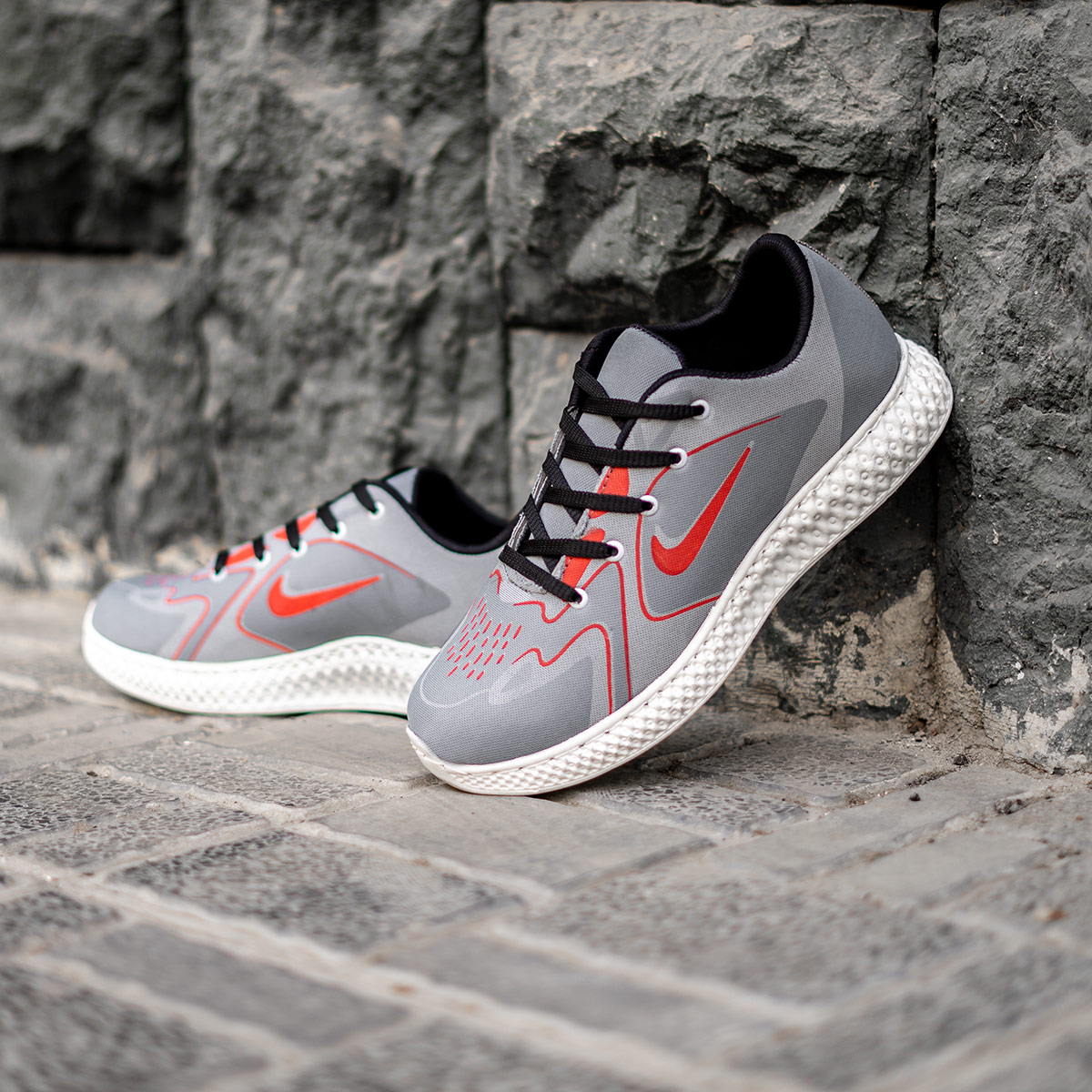 کفش ورزشی طوسی نارنجی مردانه مدل Miden(T)