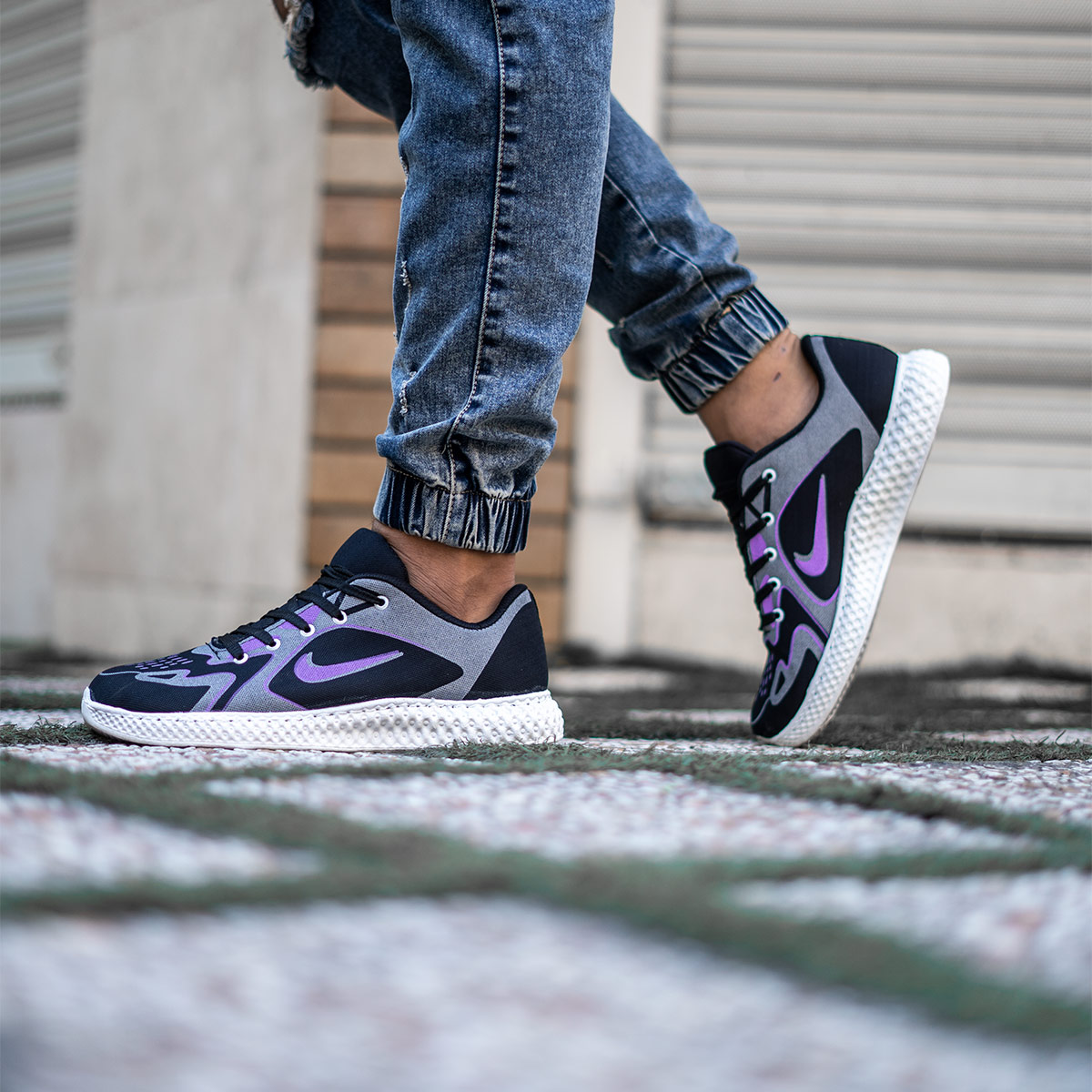 کفش ورزشی مشکی بنفش مردانه مدل Miden(T)