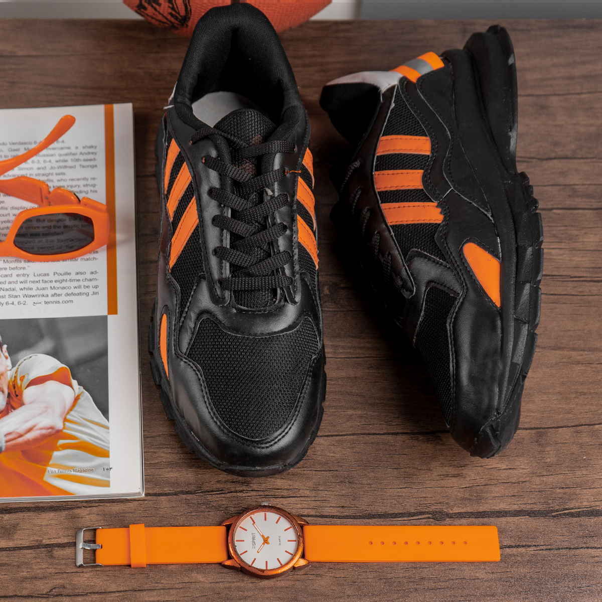 کفش ورزشی Adidas مردانه مشکی نارنجی مدل Levin